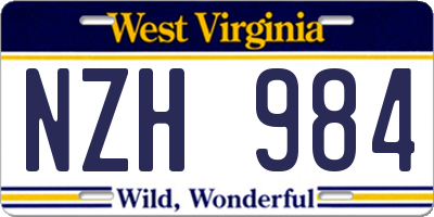 WV license plate NZH984