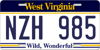 WV license plate NZH985
