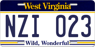 WV license plate NZI023
