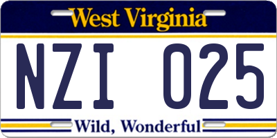 WV license plate NZI025