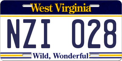WV license plate NZI028