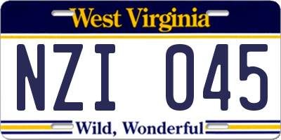 WV license plate NZI045