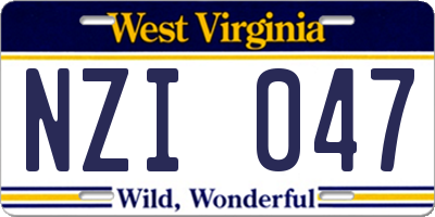 WV license plate NZI047