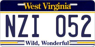 WV license plate NZI052