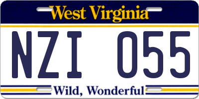WV license plate NZI055