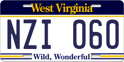 WV license plate NZI060