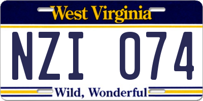 WV license plate NZI074
