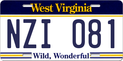 WV license plate NZI081