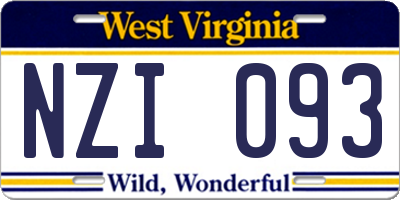 WV license plate NZI093