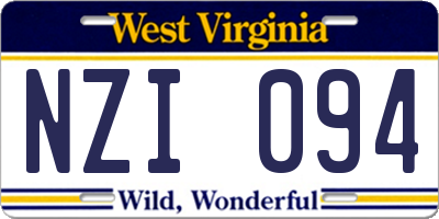 WV license plate NZI094