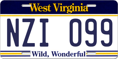 WV license plate NZI099