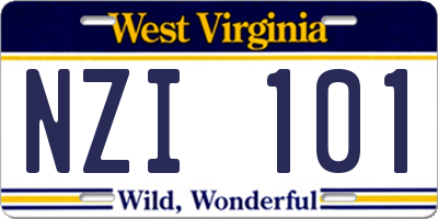 WV license plate NZI101