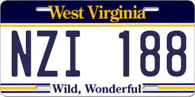 WV license plate NZI188