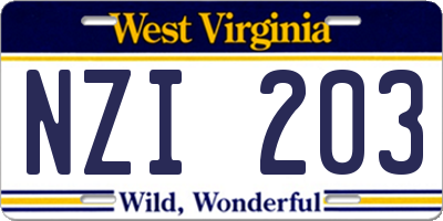 WV license plate NZI203