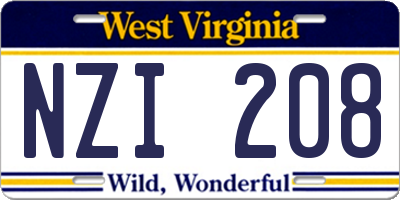 WV license plate NZI208