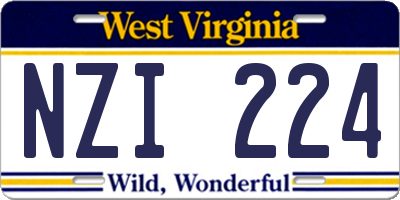 WV license plate NZI224