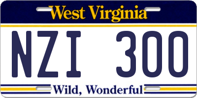 WV license plate NZI300