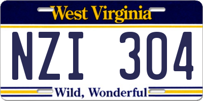 WV license plate NZI304