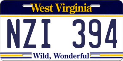 WV license plate NZI394
