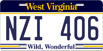 WV license plate NZI406