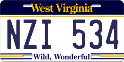 WV license plate NZI534