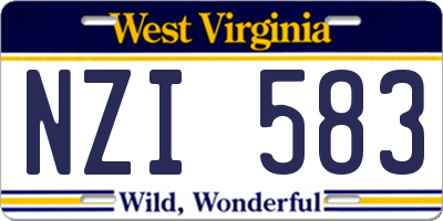 WV license plate NZI583