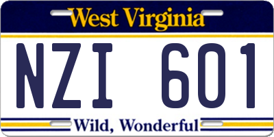 WV license plate NZI601