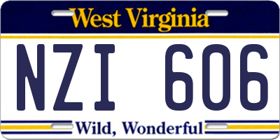 WV license plate NZI606