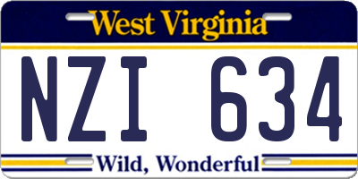 WV license plate NZI634