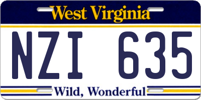 WV license plate NZI635