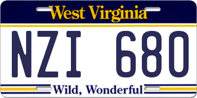 WV license plate NZI680