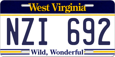 WV license plate NZI692