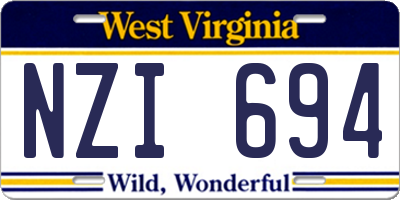 WV license plate NZI694