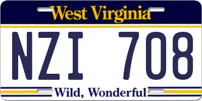 WV license plate NZI708