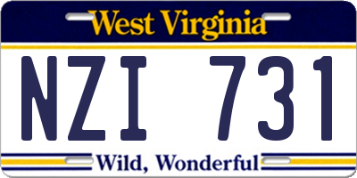 WV license plate NZI731