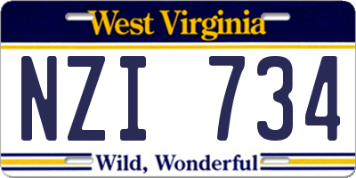 WV license plate NZI734
