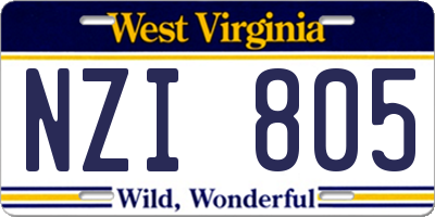 WV license plate NZI805