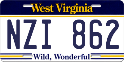 WV license plate NZI862