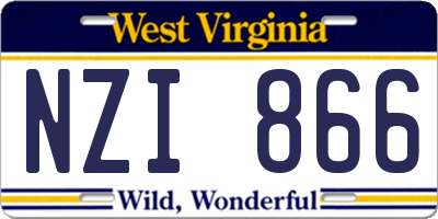 WV license plate NZI866