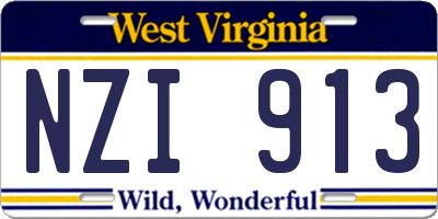 WV license plate NZI913
