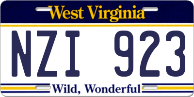 WV license plate NZI923