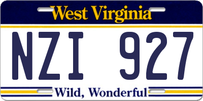 WV license plate NZI927