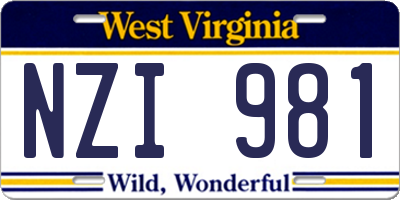 WV license plate NZI981