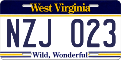 WV license plate NZJ023