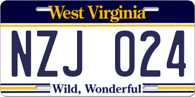 WV license plate NZJ024