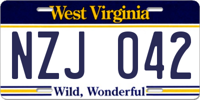 WV license plate NZJ042