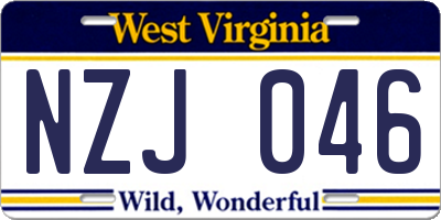 WV license plate NZJ046