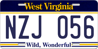 WV license plate NZJ056