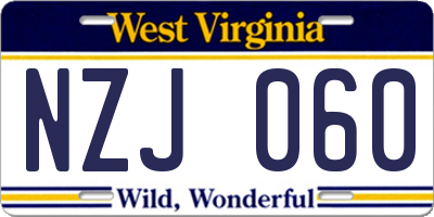 WV license plate NZJ060