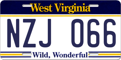 WV license plate NZJ066